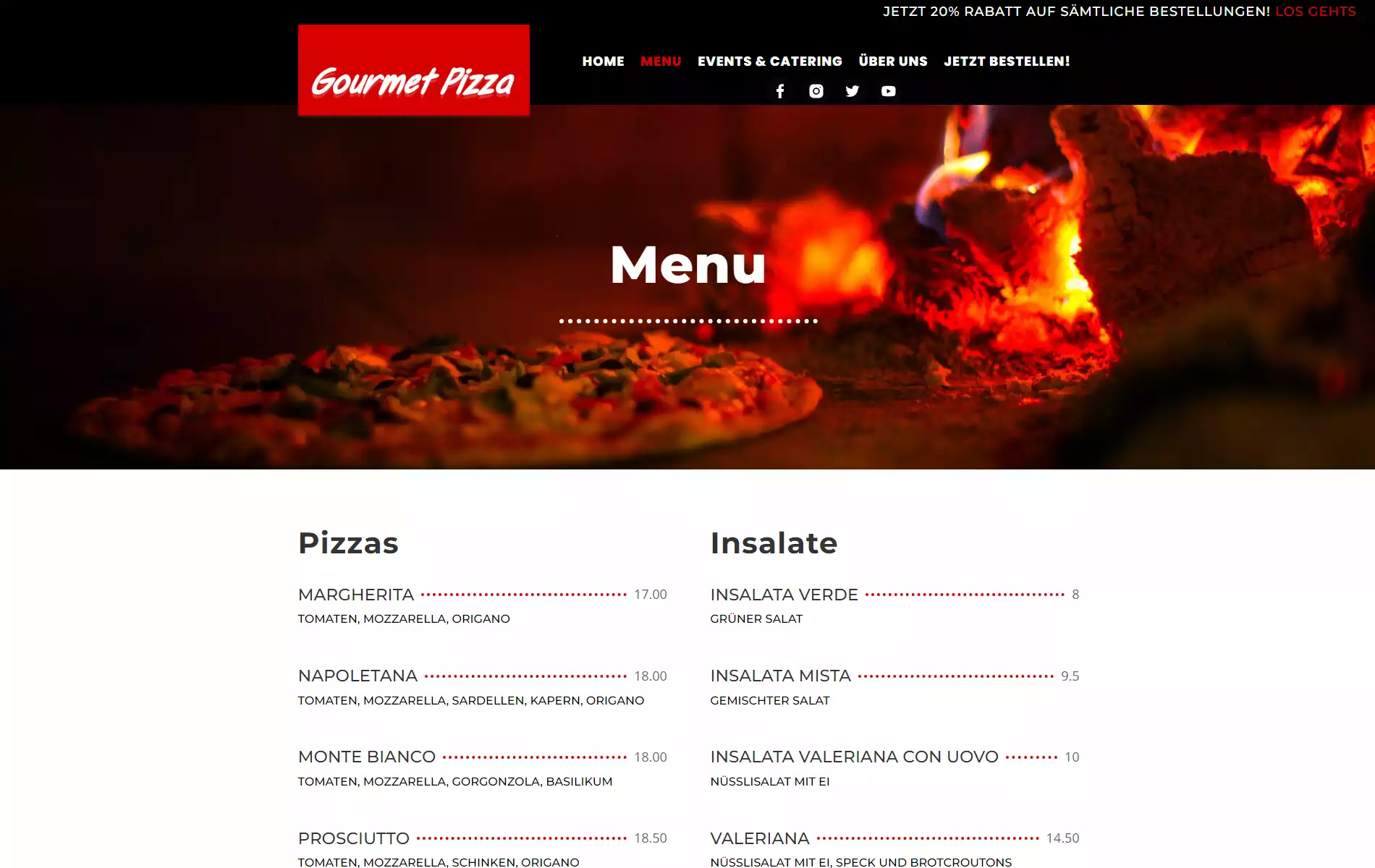 WordPress Divi Pizzeria Theme Menu