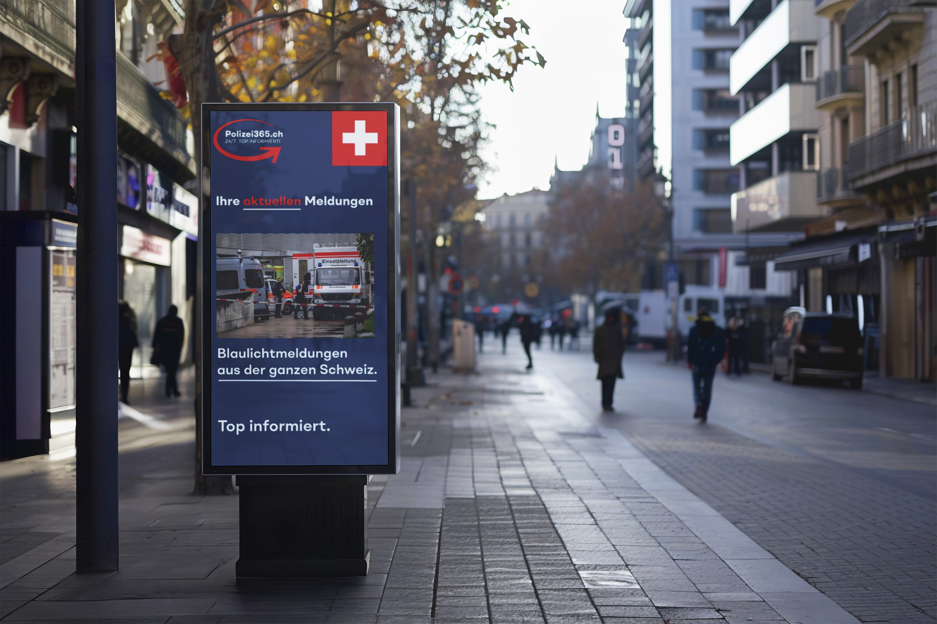 Werbetafel von Blaulicht Media AG