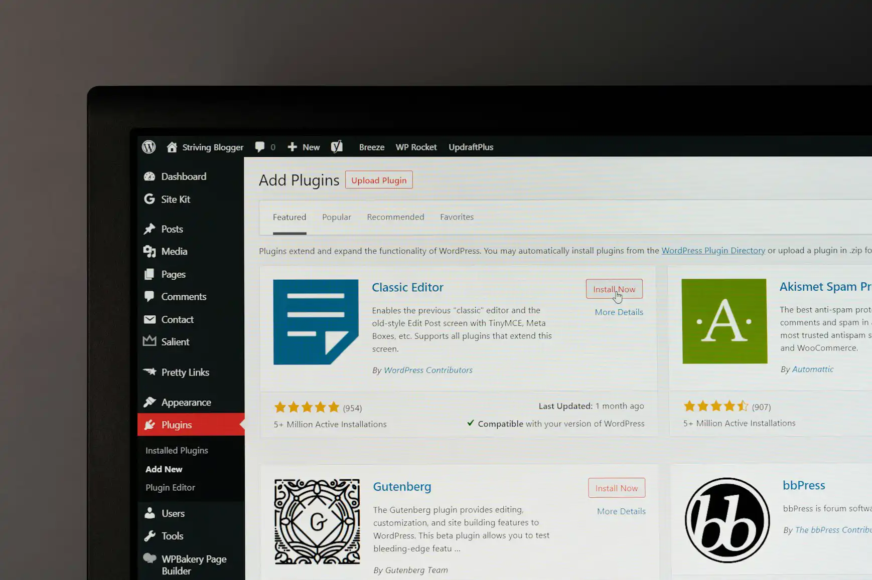 Website Übernahme WordPress-Dashboard